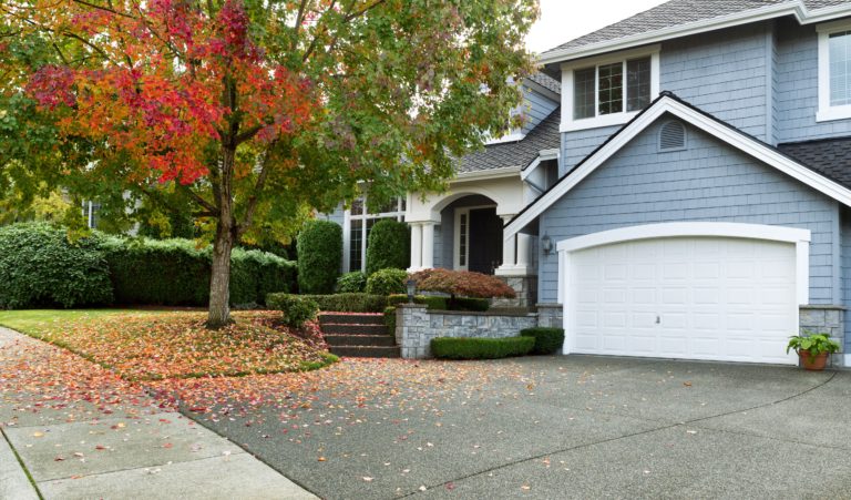 Early autumn with modern residential single family home image