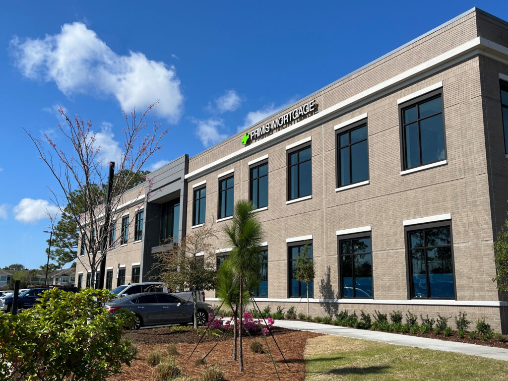 An outside view of the new Primis Mortgage national headquarters office located in Wilmington, NC. 